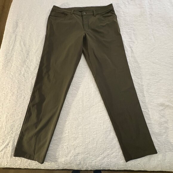 NWOT New Lululemon ABC Pant Classic 34" Dark Olive Chinos 36 Warpstreme - Picture 2 of 8
